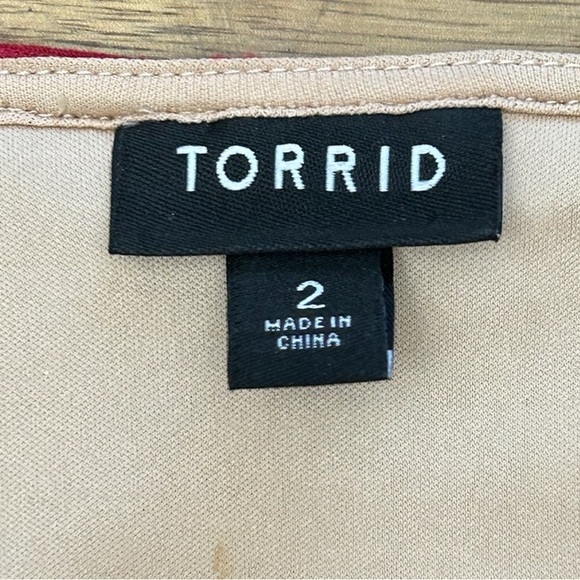 Torrid Deep Red Scoop Neck Striped Peplum Sleeveless Pullover Stretch Top Sz 2X - Picture 7 of 11